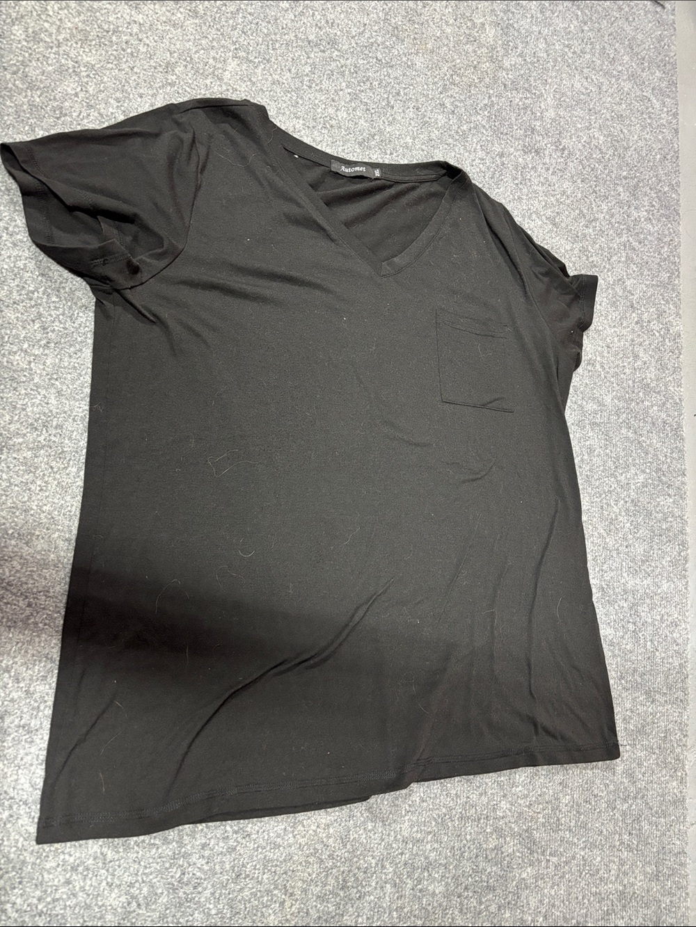 Black V-Neck Pocket Tee
